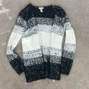 Black and white open cardigan